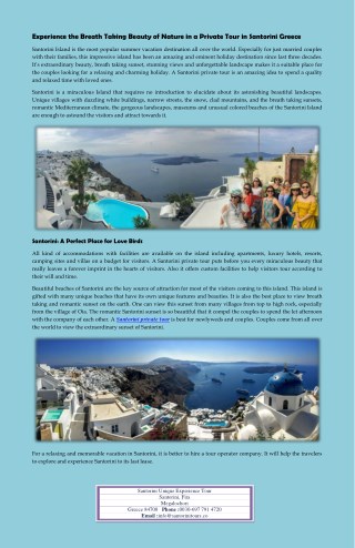 Plan for Stupendous Santorini Sightseeing ToursEarly & Enjoy