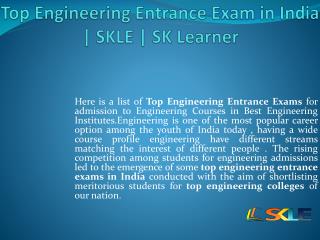 Top Engineering Entrance Exam in India | skle | Top neet and jee institute in delhi