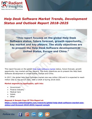 Help Desk Software Market Trends, Development Status and Outlook Report 2018-2025