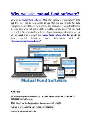 Why we use mutual fund software?