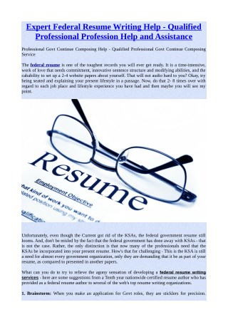 Expert Federal Resume Writing Help - Qualified Professional Profession Help and Assistance