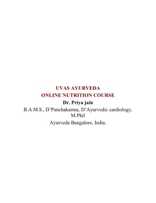 Ayurvedic course in india | Skin nutrition | uvas