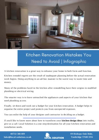 Kitchen renovation mistakes you need to avoid infographics
