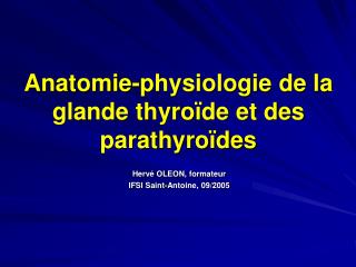 Anatomie-physiologie de la glande thyroïde et des parathyroïdes