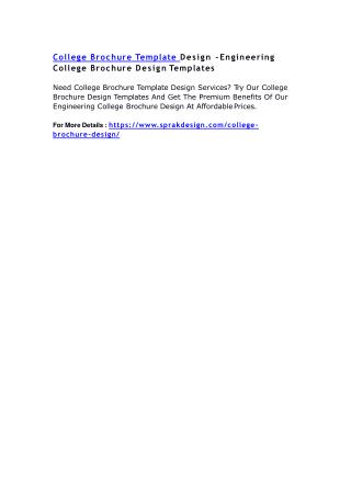College Brochure Template Design - Engineering College Brochure Design Templates