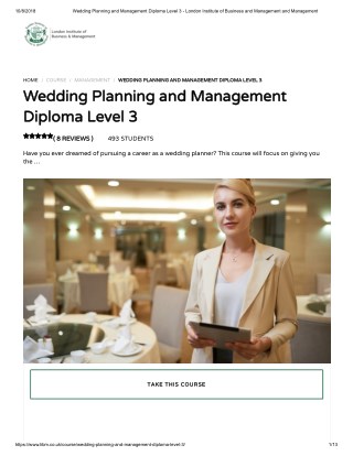 Wedding Planning and Management Diploma Level 3 - LIBM