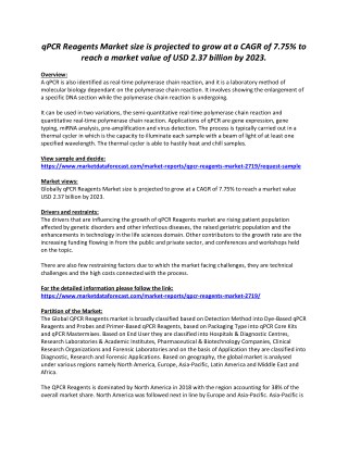 qPCR Reagents Market Trends