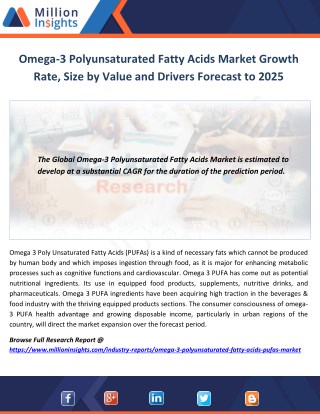 Omega-3 Polyunsaturated Fatty Acids Market Growth Rate, Size by Value and Drivers Forecast to 2025