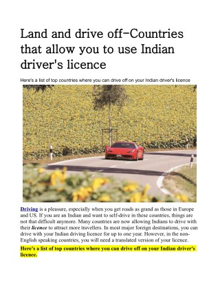 Land and drive off: Countries that allow you to use Indian driver's licence