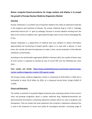 Europe Nuclear Medicine Diagnostics Market Growth, Trends, And Forecasts (2018-2023)