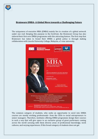 Brainware EMBA- A Global Move towards a Challenging Future