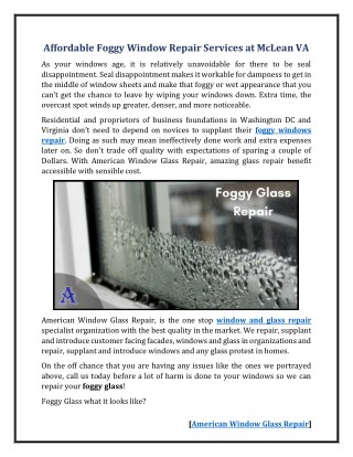 Best Foggy Window Repair Services at McLean VA
