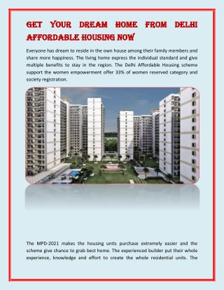 Get Your Dream Home From Delhi Affordable Housing Now