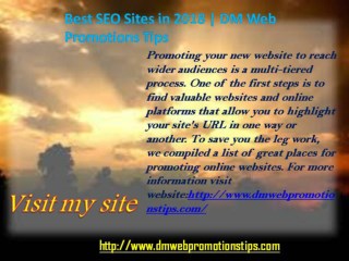 Best SEO Sites in 2018 | DM Web Promotions Tips