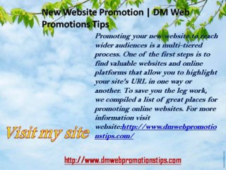 New Website Promotion | DM Web Promotions Tips