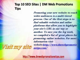 Top 10 SEO Sites | DM Web Promotions Tips