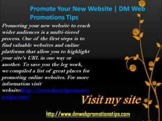 Promote Your New Website | DM Web Promotions Tips