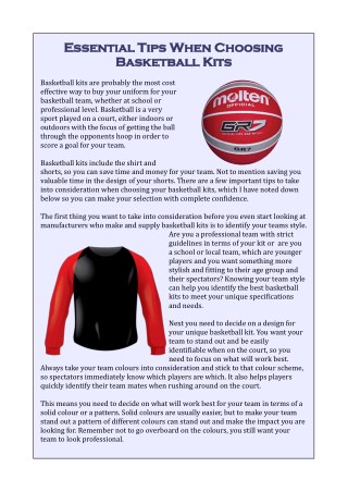 Essential Tips When Choosing Basketball Kits