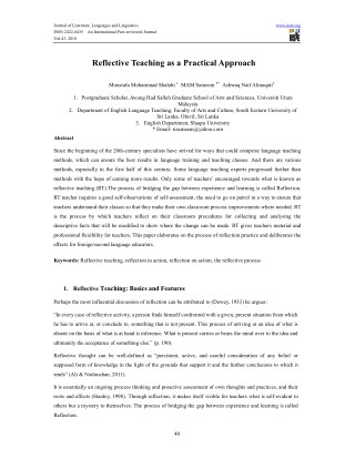 Reflective Teaching as a Practical Approach
