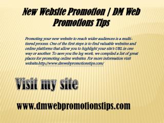 New Website Promotion | DM Web Promotions Tips