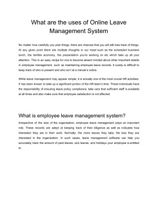 What are the uses of Online Leave Management System