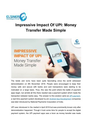 Money Transfer Made Simple With UPI Payment Apps