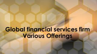 Various Offerings Offfered By Global Financial Services Firm