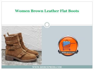 Women Brown Leather Flat Boots - BHBexpress.com