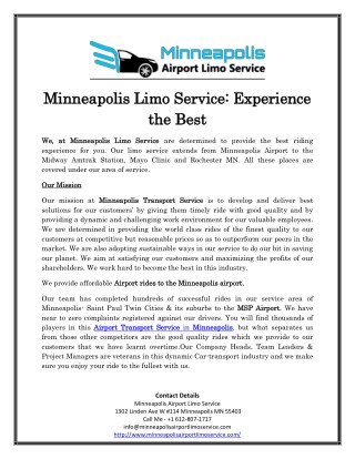 Minneapolis Limo Service: Experience the Best