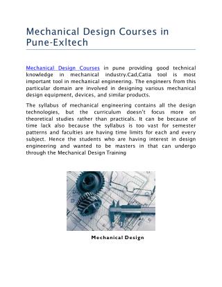 Best Mechanical Design Courses in Pune
