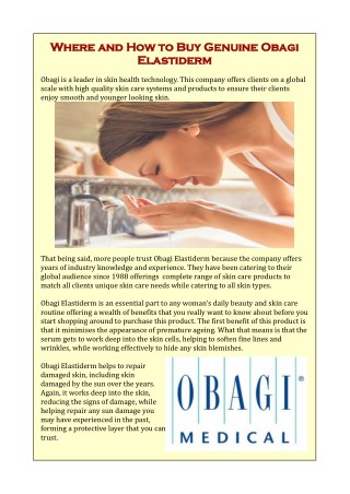 Where and How to Buy Genuine Obagi Elastiderm