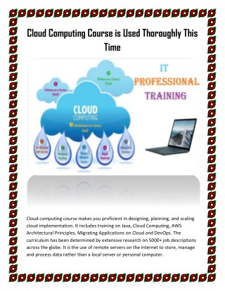 Cloud Computing Course is Used Thoroughly This Time