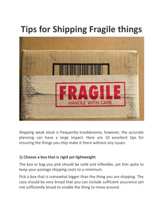 Tips for Shipping Fragile things