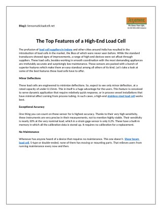The Top Features of a High-End Load Cell