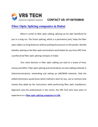 Fiber optic splicing Companies UAE | Fiber optic cabling dubai