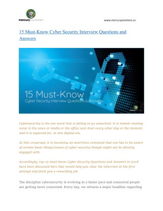 15 Most Asked Cybersecurity Interview Questions and its Answers