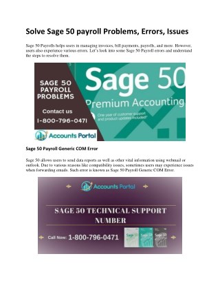 Solve Sage 50 payroll Problems, Errors, Issues