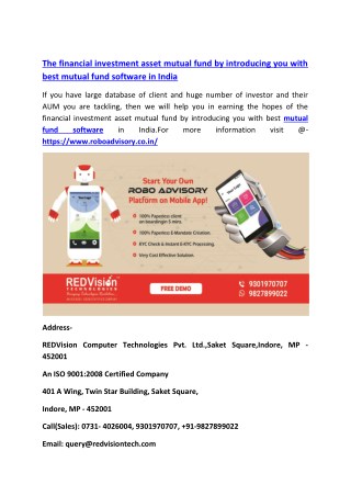 Financial investment asset MF by introducing you with best MF software