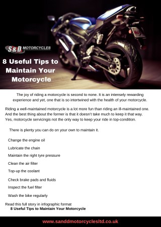 8 Useful Tips to Maintain Your Motorcycle