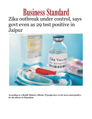 Zika outbreak under control, says govt even as 29 test positive in Jaipur 