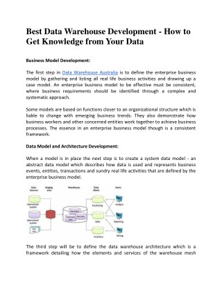 Best Data Warehouse Development - How to Get Knowledge From Your Data