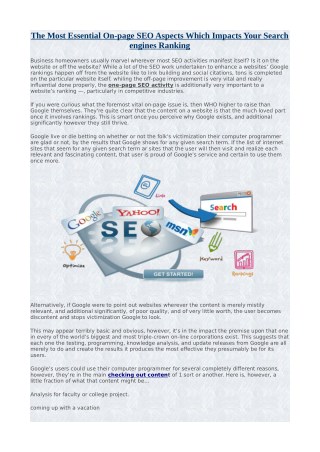 The Most Essential On-page SEO Aspects Which Impacts Your Search engines Ranking