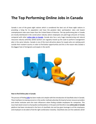 The Top Performing Online Jobs in Canada