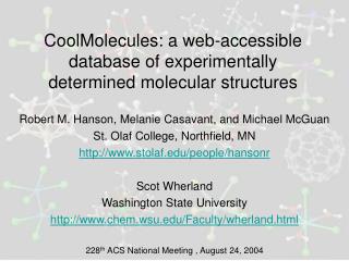 CoolMolecules: a web-accessible database of experimentally determined molecular structures