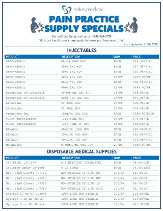 Pain Management Practice Specials - Salus Medical LLC