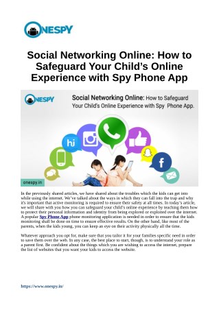 Social Networking Online: How to Safeguard Your Child’s Online Experience with Spy Phone App
