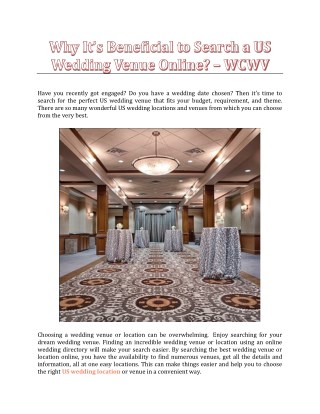 Why It’s Beneficial To Search a US Wedding Venue Online? - WCWV