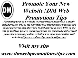 Promote Your New Website | DM Web Promotions Tips