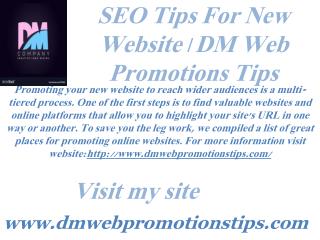 SEO Tips For New Website | DM Web Promotions Tips