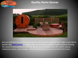 High Quality Home Saunas